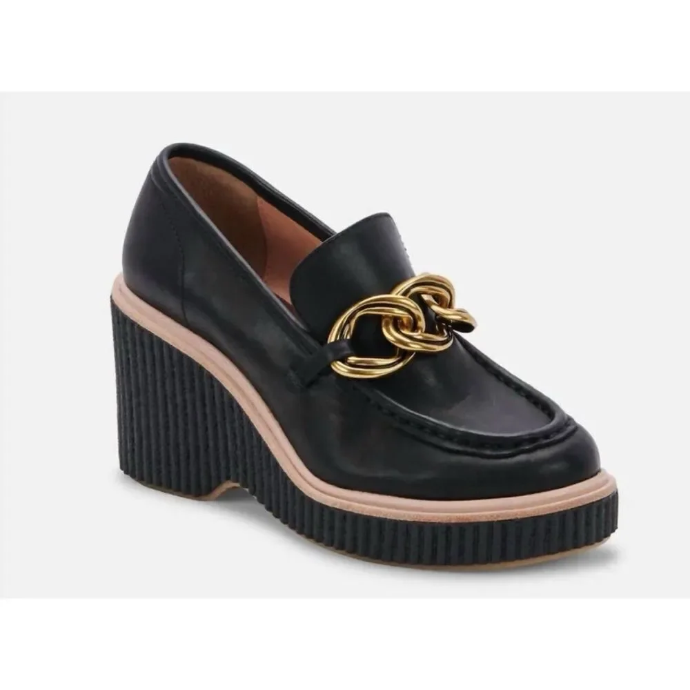 DOLCE VITA Leather Brenan Wedges in Black Size 9.5